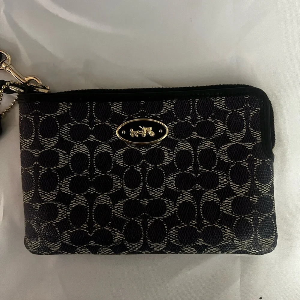 Coach Purple Signature Jacquard Wristlet